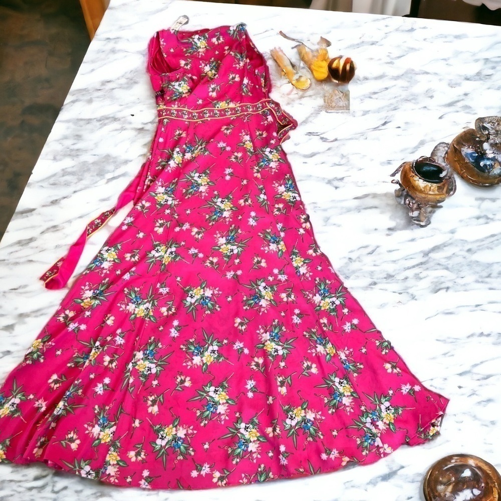 New York & Co. NWT Pink Floral Wrap Maxi Dress Size XS Sleevless - Picture 8 of 13
